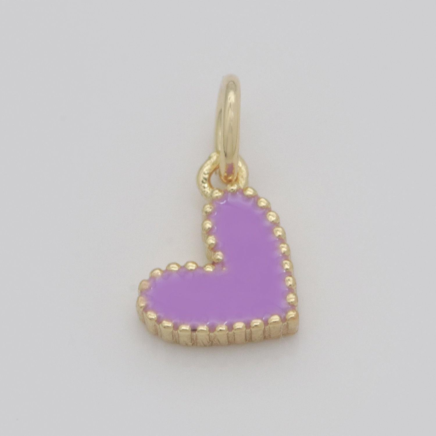 Small gold heart charm - dainty enamel mini heart add on charm tiny colorful love inspired gold filled pendant for necklace bracelet,m-639