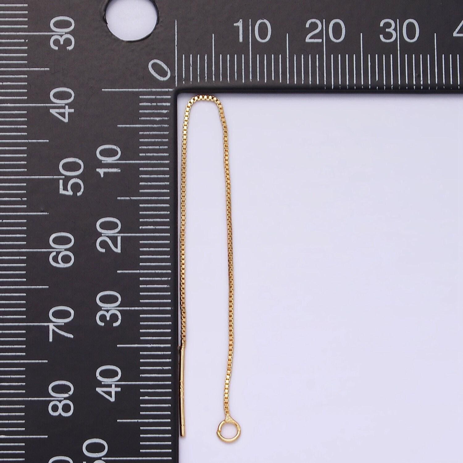 14k gold filled 90mm box chain threader earrings jewelry making findings supply | z505