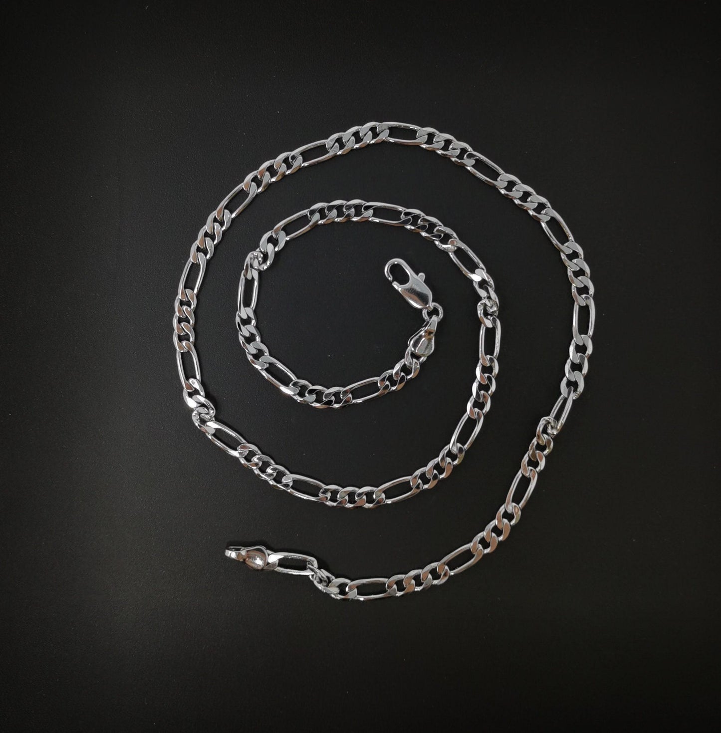 1pc 17.7'' ready to use white gold figaro necklace chain, layer figaro chain dainty necklace, for pendant charm necklace, 628