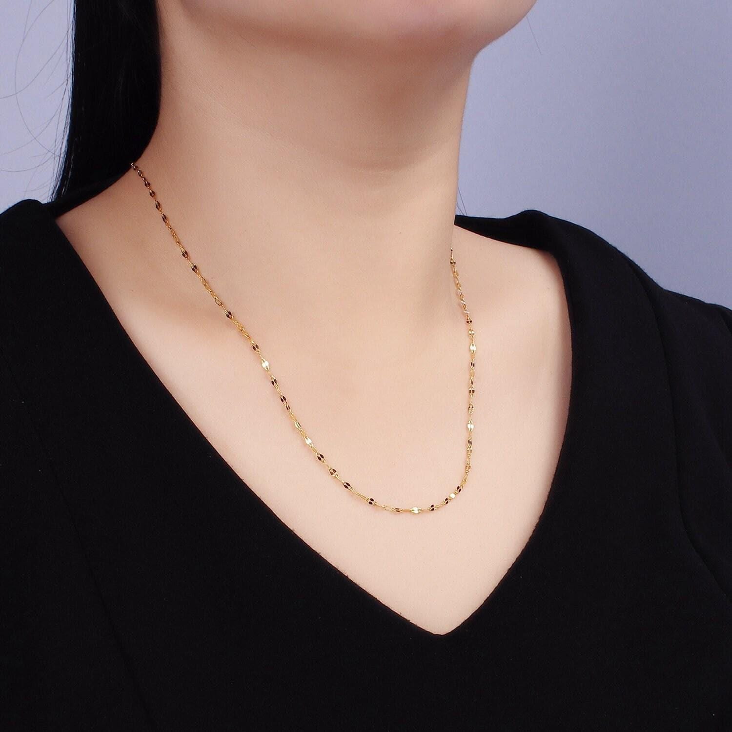 Waterproof and sweatproof minimalist necklace for woman 1.7 dapped cable chain gold stainless steel chain for layering necklace wa2478