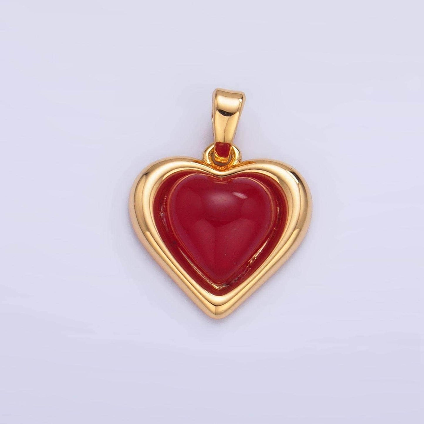 Red carnelian, black onyx gemstone 24k gold filled heart pendant | aa-1012