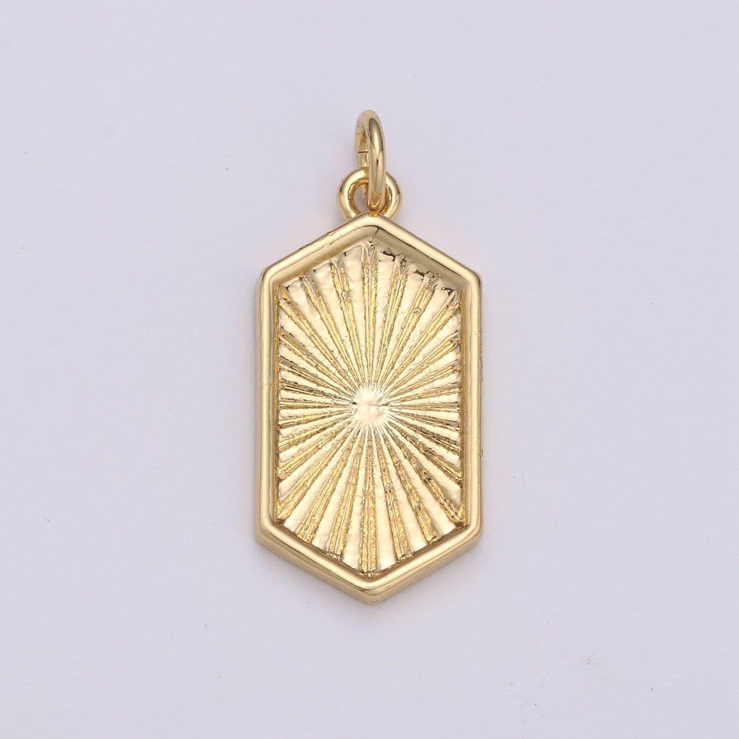 Gold hexagon pendant gold sunburst charm necklace boho chic gold geometric necklace minimalist style gold medallion charm d529