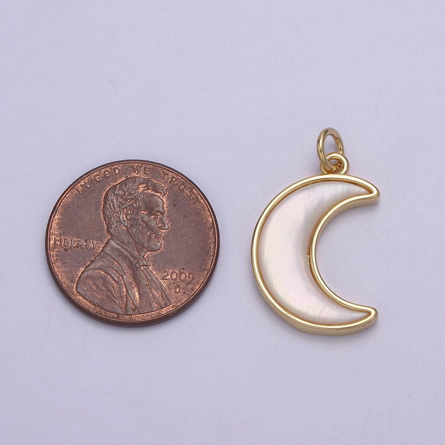Dainty shell pearl crescent moon charm minimalist celestial jewelry diy piece | n-823