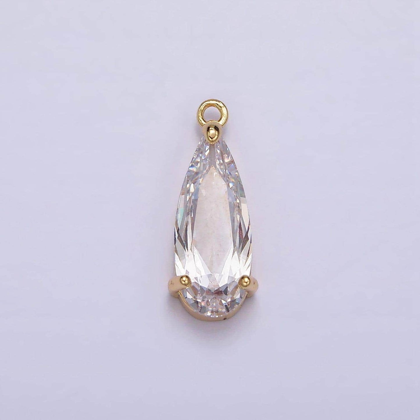 16k gold filled 20mm clear cz teardrop add-on charm | n963