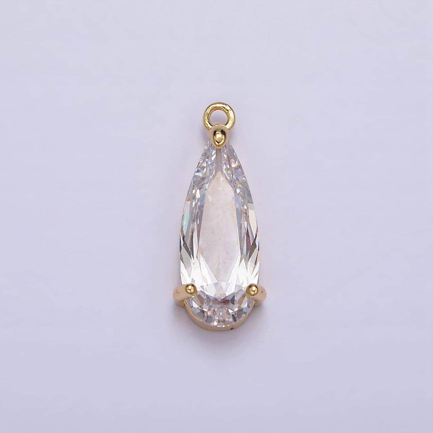 16k gold filled 20mm clear cz teardrop add-on charm | n963