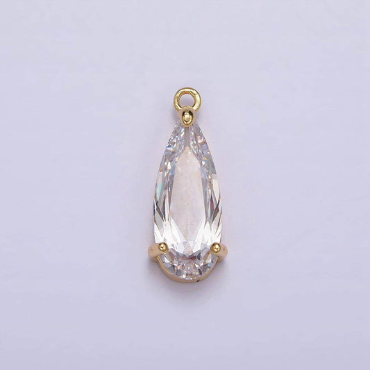 16k gold filled 20mm clear cz teardrop add-on charm | n963