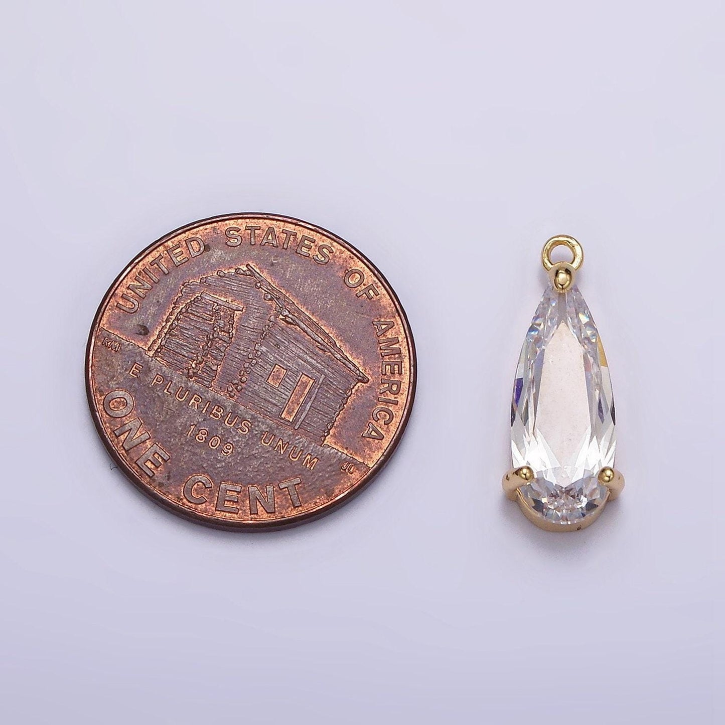 16k gold filled 20mm clear cz teardrop add-on charm | n963