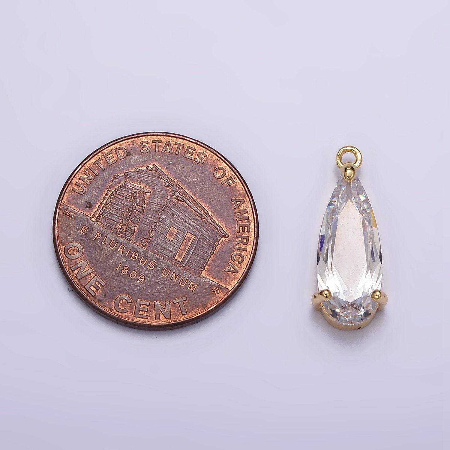 16k gold filled 20mm clear cz teardrop add-on charm | n963