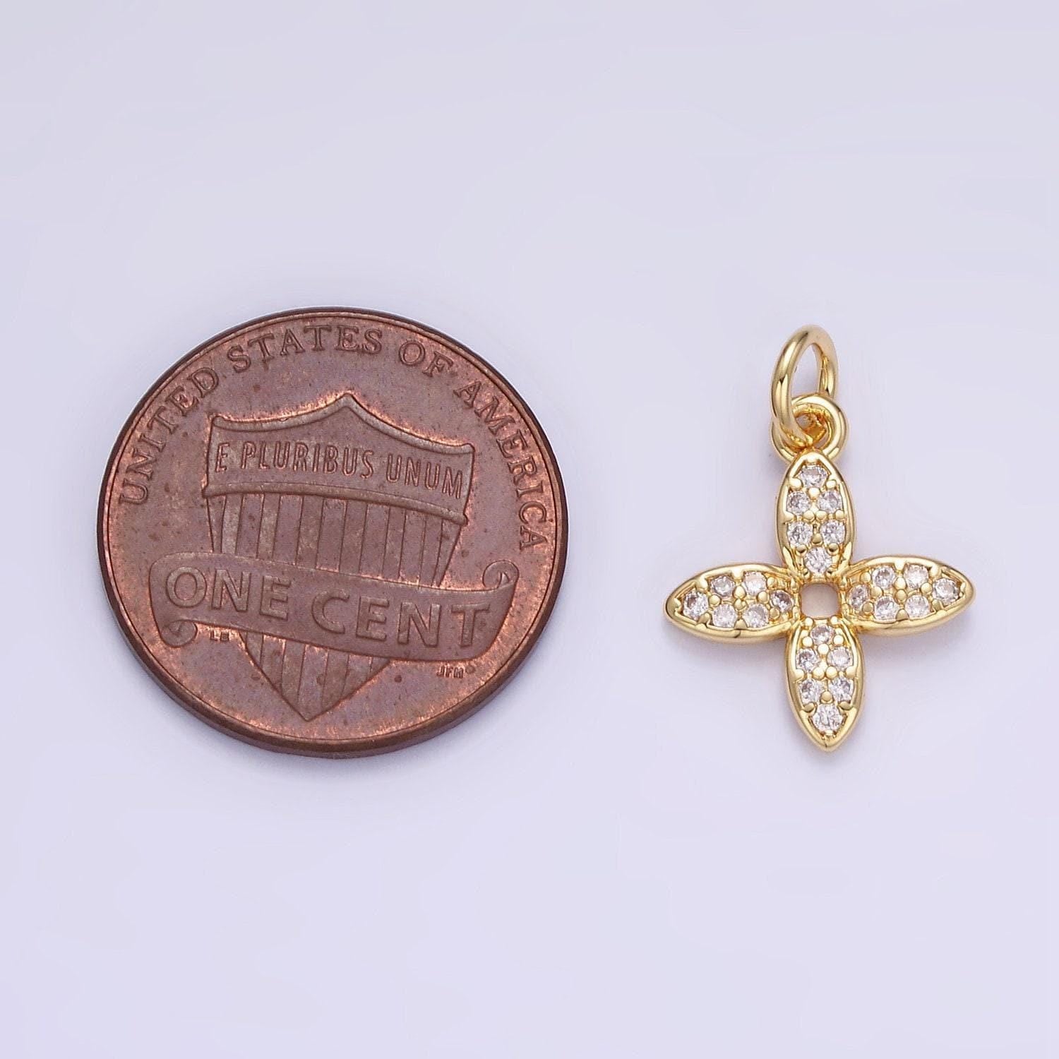Micro pave cz flower charm mini gold flower patch cubic charm dainty flower pendant dainty charm for diy supply c303