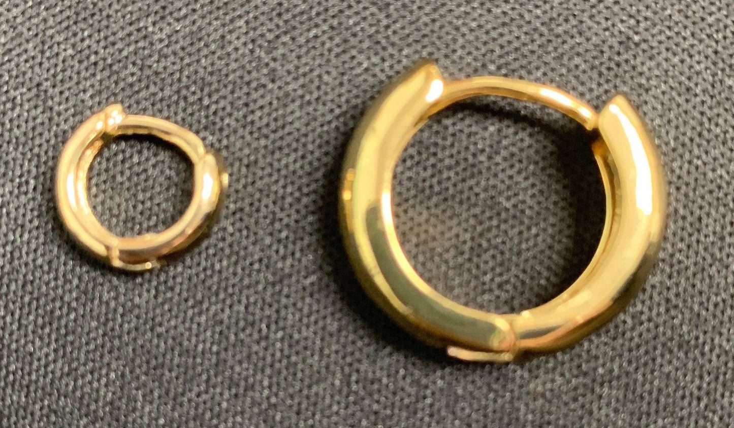 Huggie earring 18mm- hoops,9.8mm- 18k small loops, huggie hoop earring, hoop earrings, q-348, q-392
