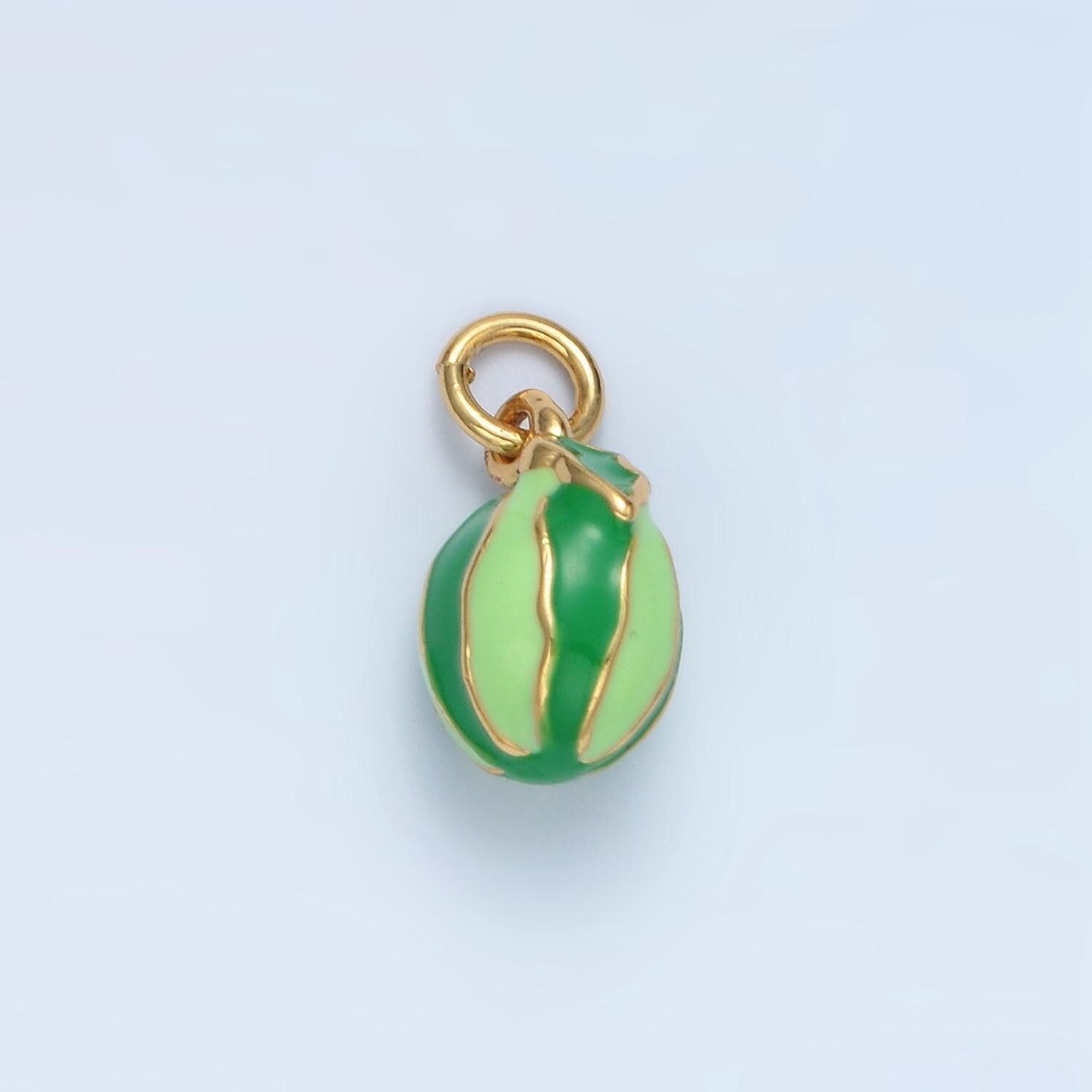 14k gold filled green ripe watermelon fruit enamel kids charm | ag-949
