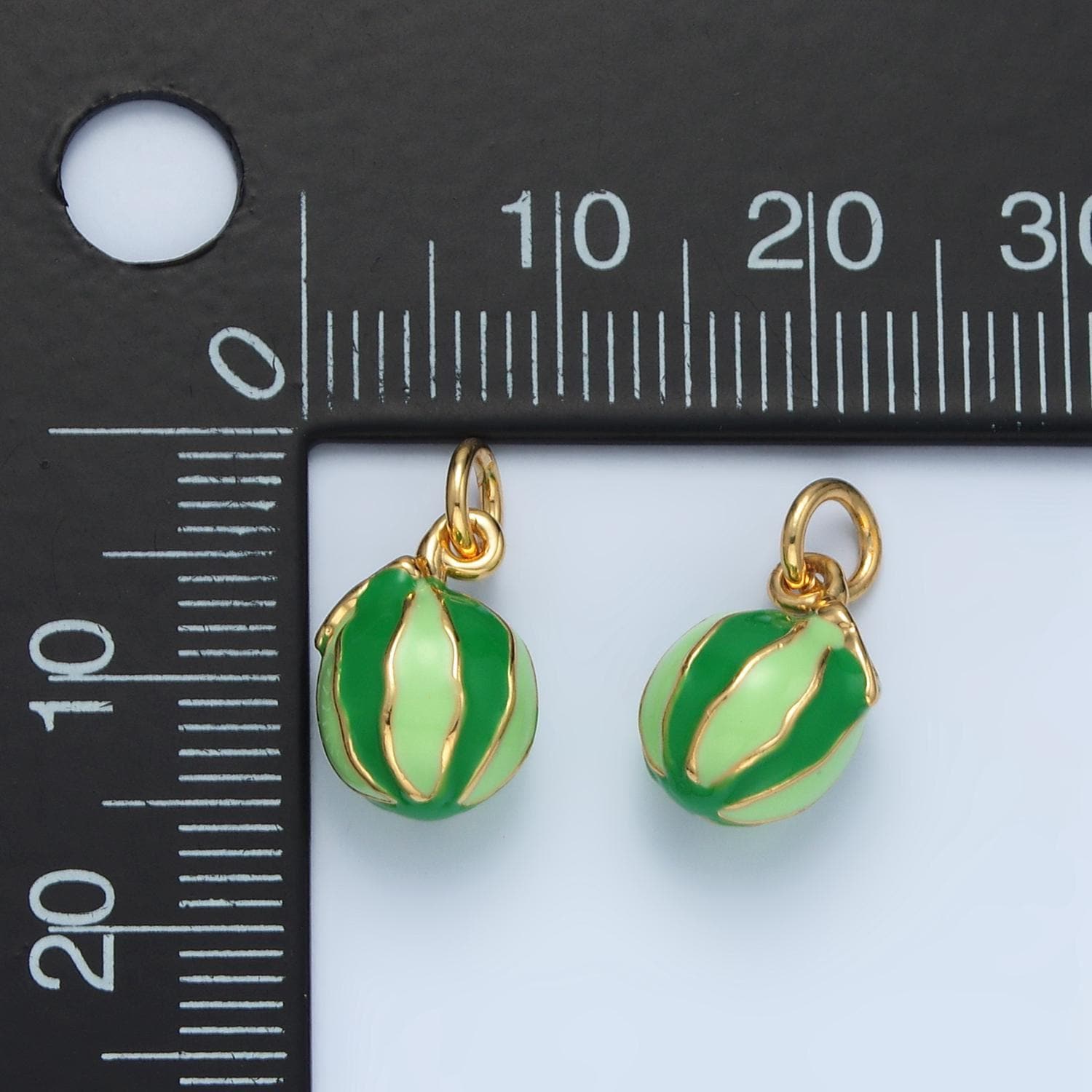 14k gold filled green ripe watermelon fruit enamel kids charm | ag-949