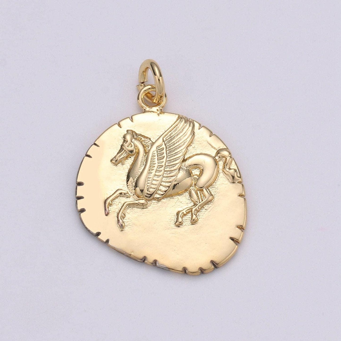 14k gf greek pegasus gold coin pendant, flying horse coin pendant, al- buraq coin pendant earing diy, heavenly flying horse coin charm