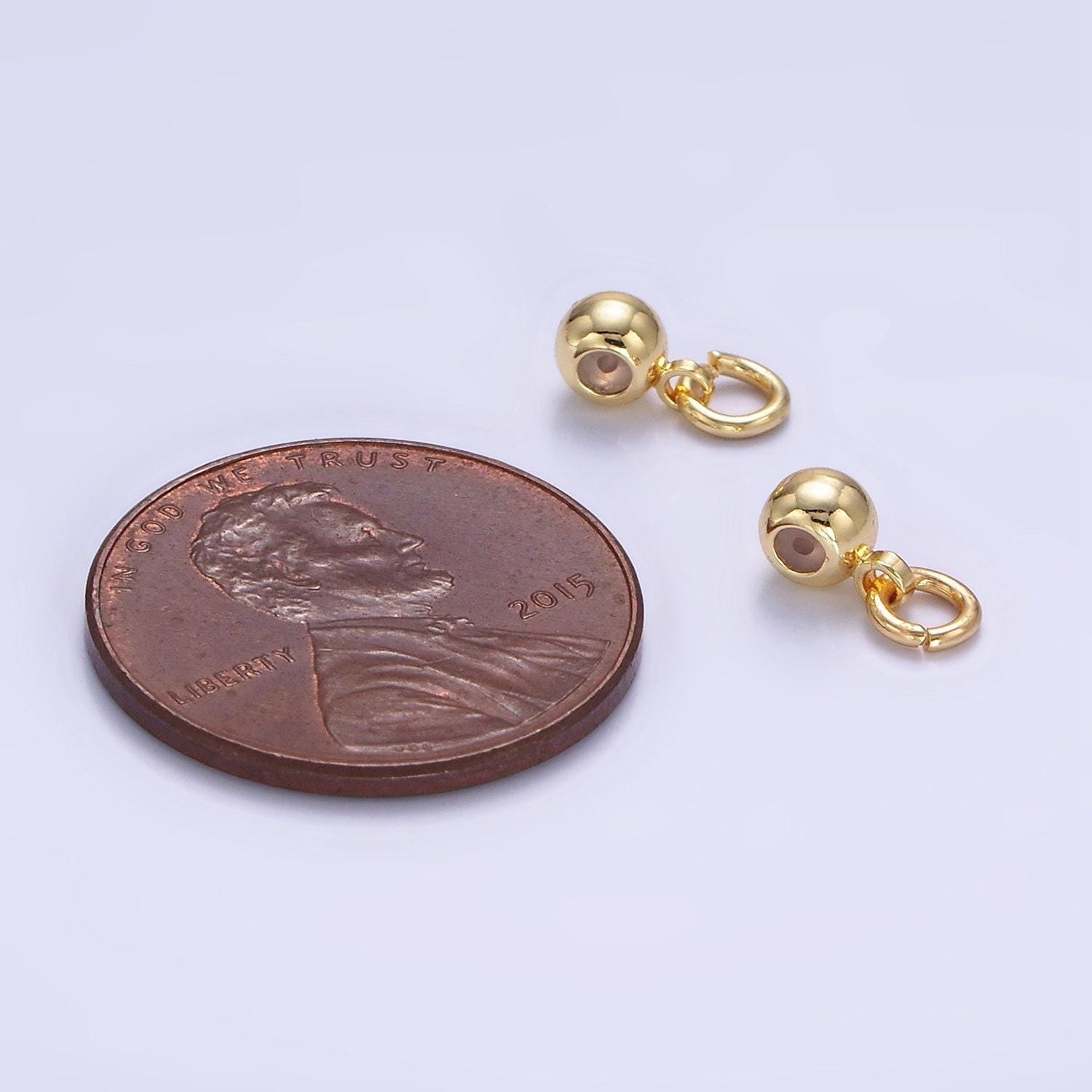 14k gold filled smart bead with open ring 4mm round silicone stopper bead for charm bar wholesale jewelry findings l522