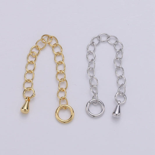 1pack (8) or (10) gold extender with pendulum charm,cuban link extender chain is 3.1mmx2.5 inches, open link unsoldered l-127, l-128
