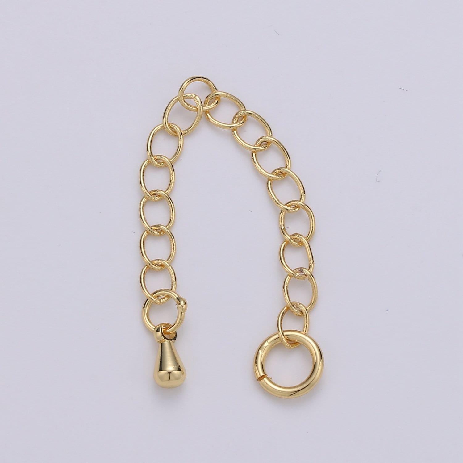 1pack (8) or (10) gold extender with pendulum charm,cuban link extender chain is 3.1mmx2.5 inches, open link unsoldered l-127, l-128