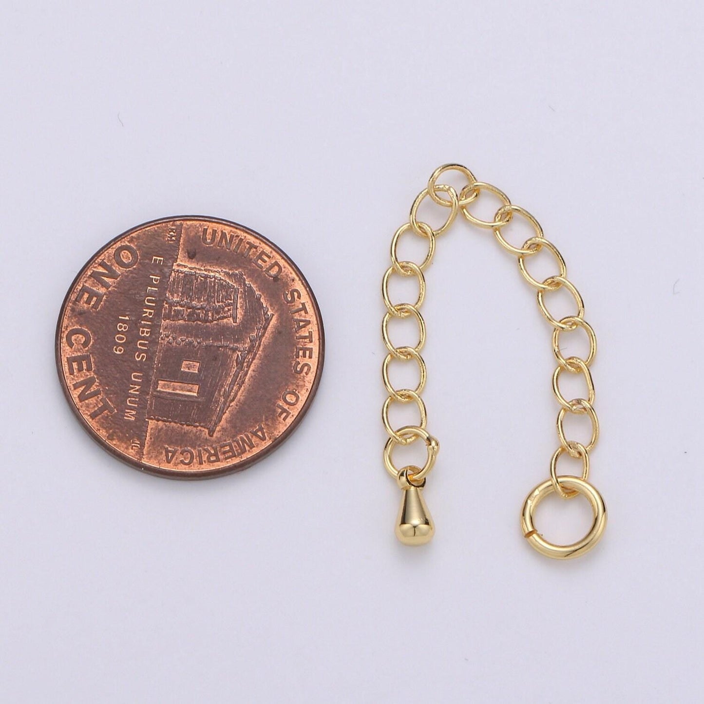 1pack (8) or (10) gold extender with pendulum charm,cuban link extender chain is 3.1mmx2.5 inches, open link unsoldered l-127, l-128