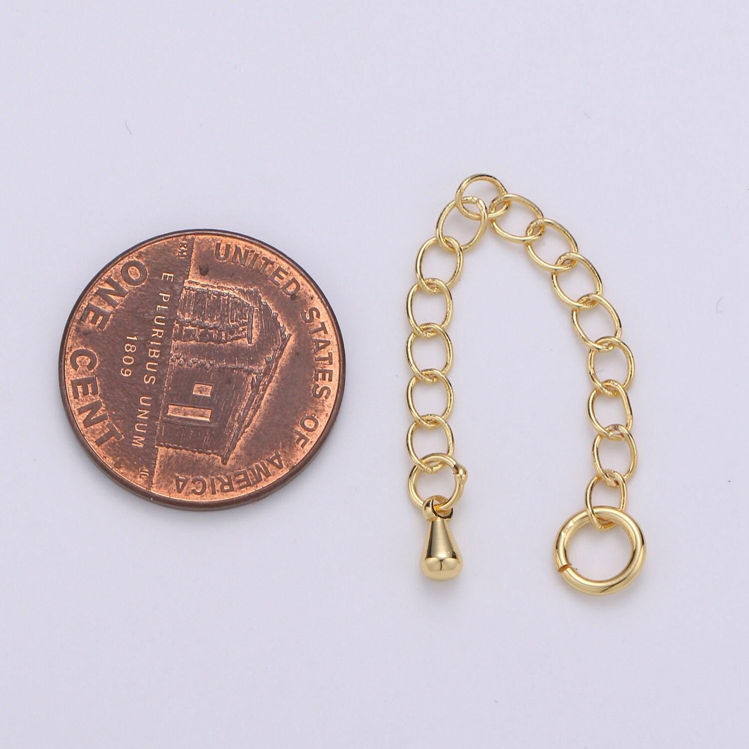 1pack (8) or (10) gold extender with pendulum charm,cuban link extender chain is 3.1mmx2.5 inches, open link unsoldered l-127, l-128