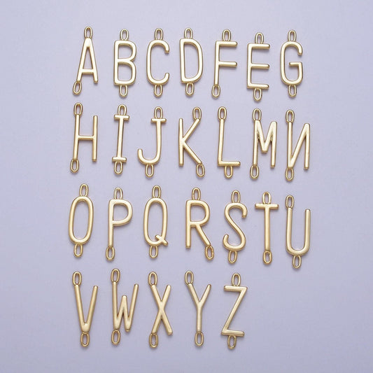 Dainty sideway initial charm connector gold letter dainty name necklace link connector for personalized jewelry supply bracelet necklace