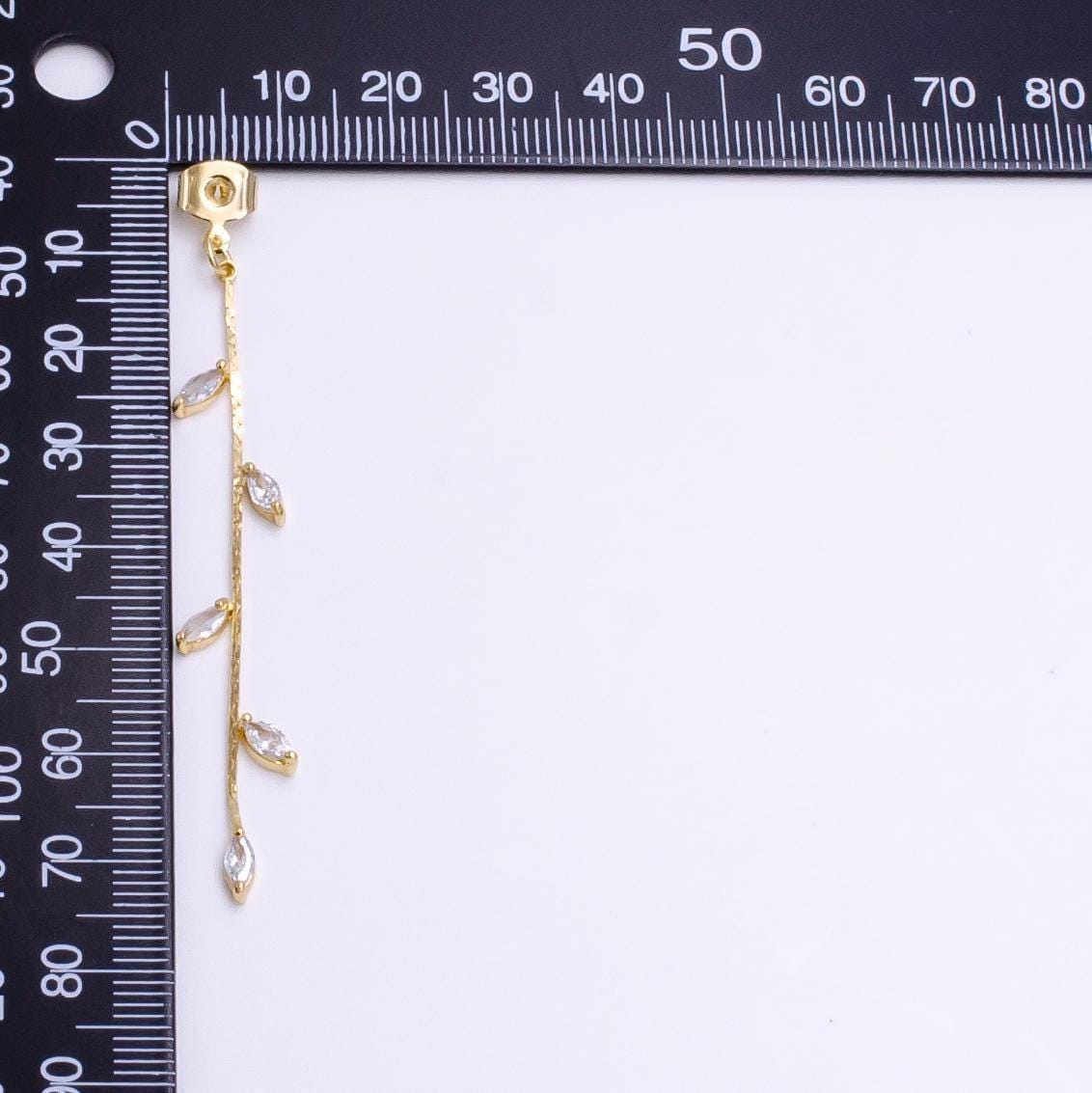 1 pair earring back gold dangle vine cz chain drop charm earring jewelry making supply | ae313