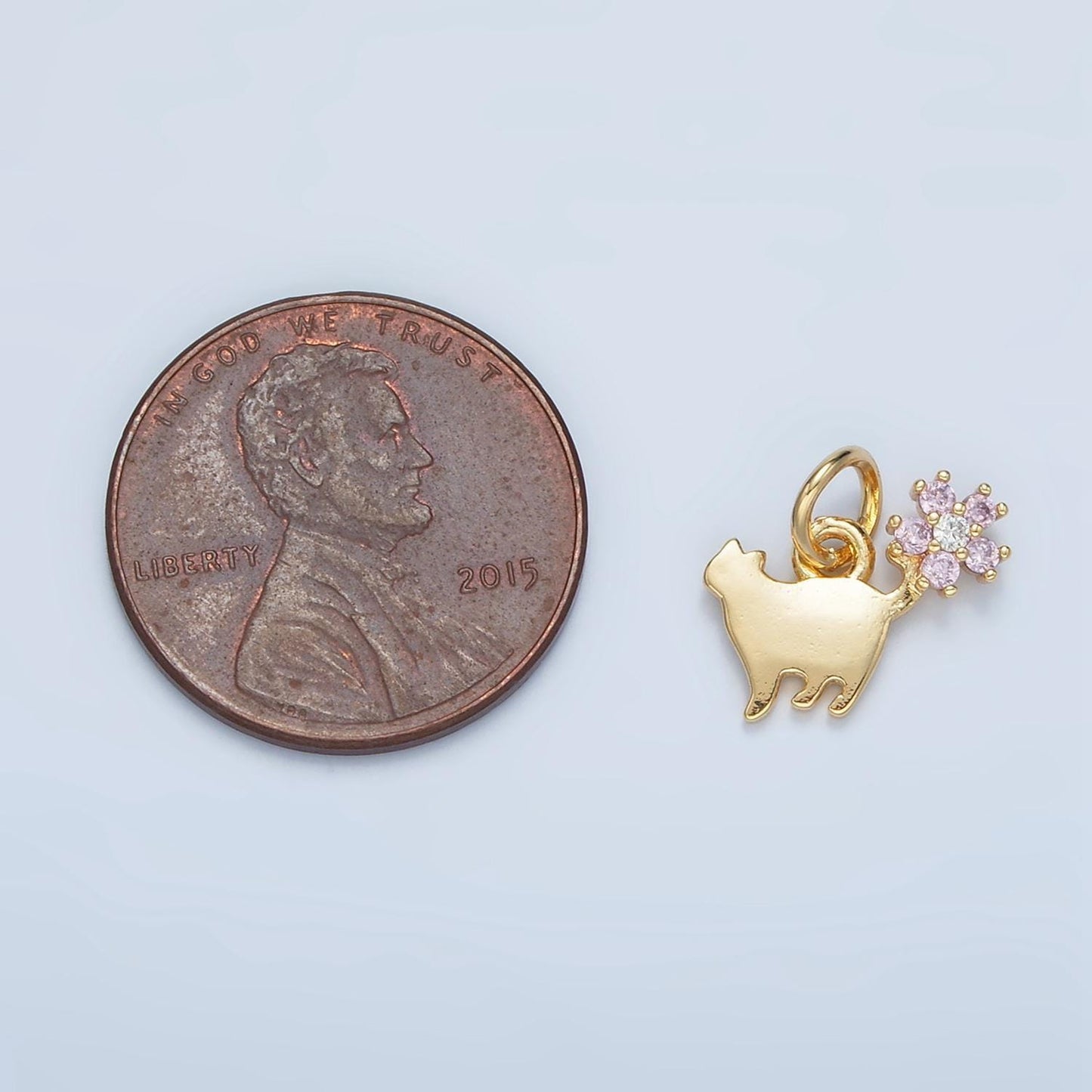 24k gold filled mini cat charm gold animal charm | n1389