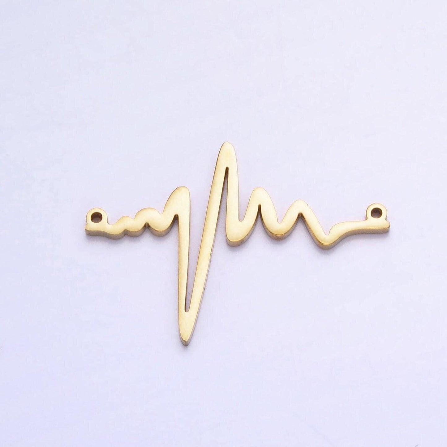 Heartbeat pulse stainless steel gold connector charm electrocardiogram heart beat rate bar spacer link connector necklace bracelet supply