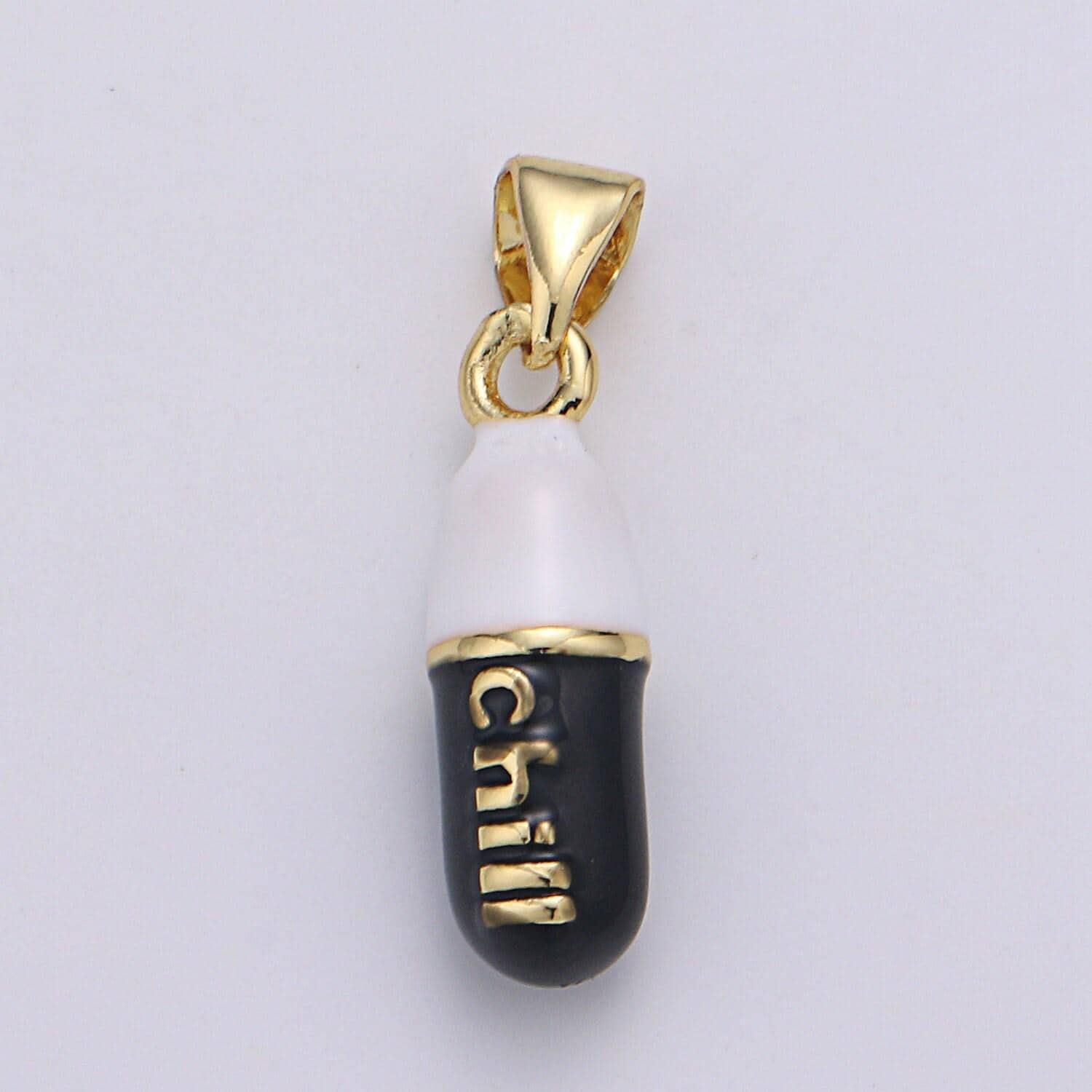 1pc. chill choose color pill charm necklace, dainty word charm,chill pill charm necklace pendant hope optimist minimalist jewelry j-203-207