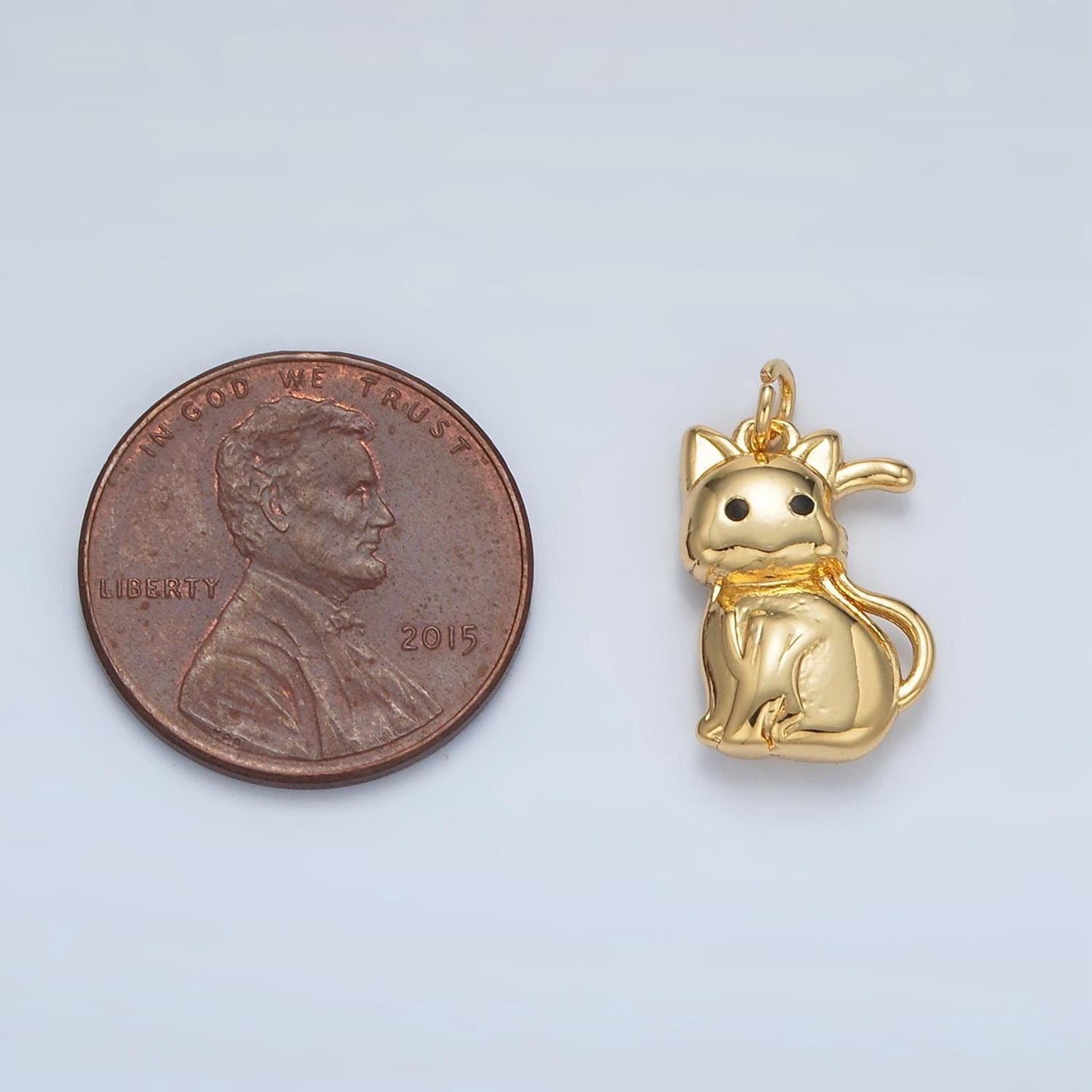 24k gold filled creepy staring cat charm | ac-166