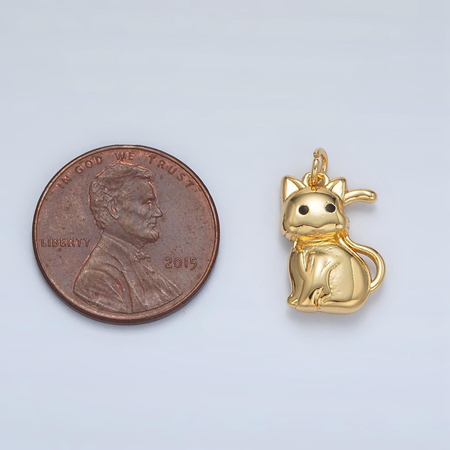 24k gold filled creepy staring cat charm | ac-166