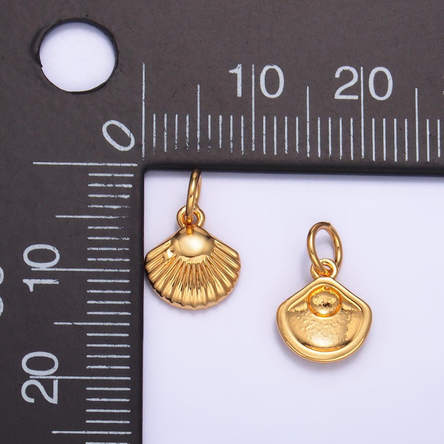 24k gold filled 8.5mm sea shell line-textured add-on charm | w326