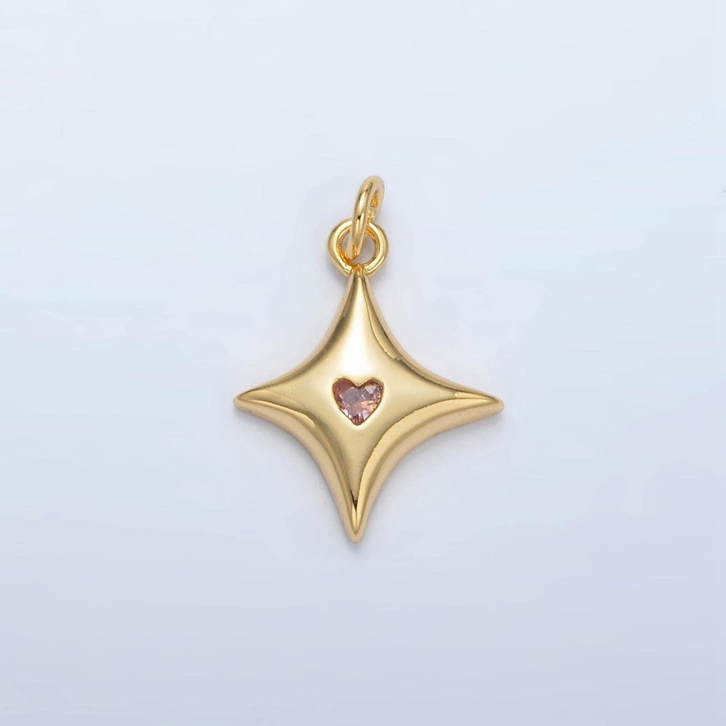 Mini gold star charms 24k gold filled star pendant cz heart charm bracelet necklace for diy jewelry making supply ac155