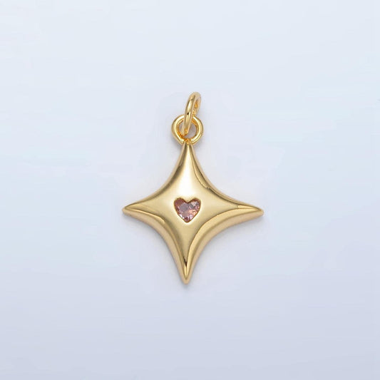 Mini gold star charms 24k gold filled star pendant cz heart charm bracelet necklace for diy jewelry making supply ac155