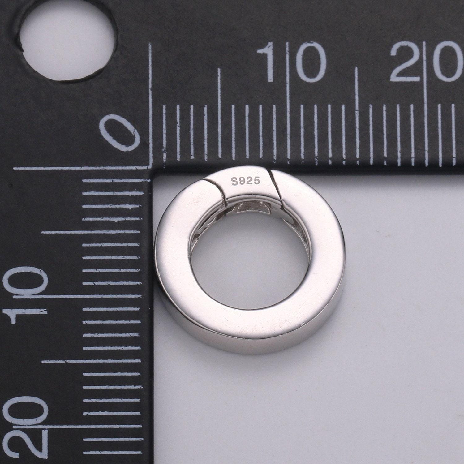 Sterling silver spring gate ring, push gate ring 14mm round circle ring charm holder silver clasp for jewelry clasp sl-485
