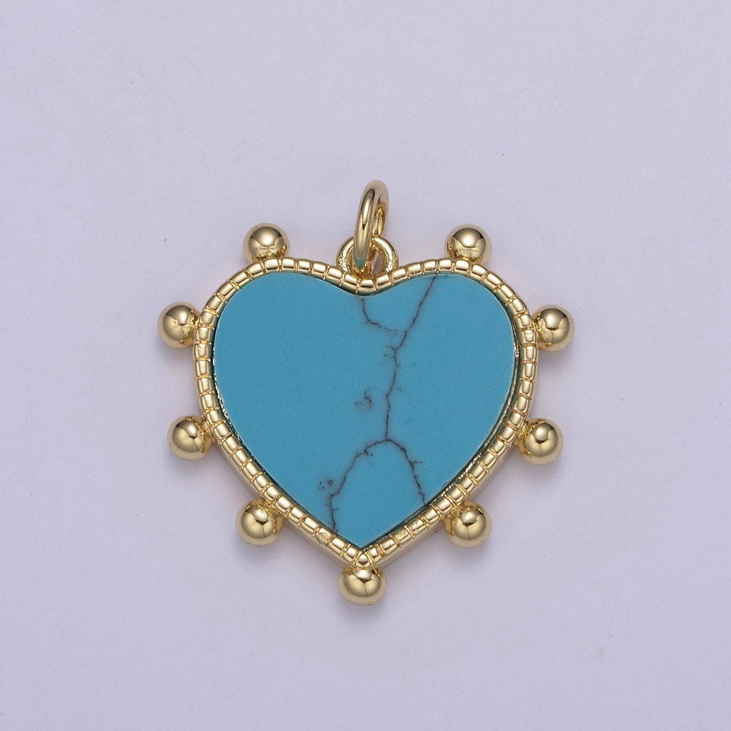 14k gold filled pearl, tiger eye, turquoise abalone shell charm pendant beaded heart love charm for necklace bracelet jewelry making n-642