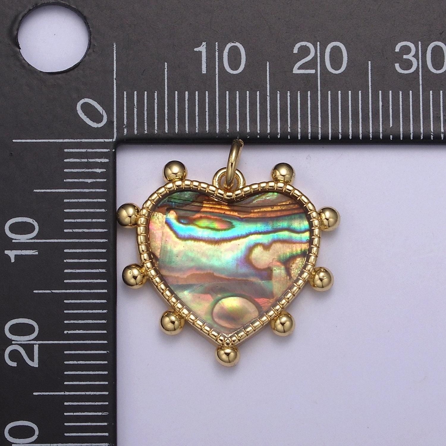 14k gold filled pearl, tiger eye, turquoise abalone shell charm pendant beaded heart love charm for necklace bracelet jewelry making n-642