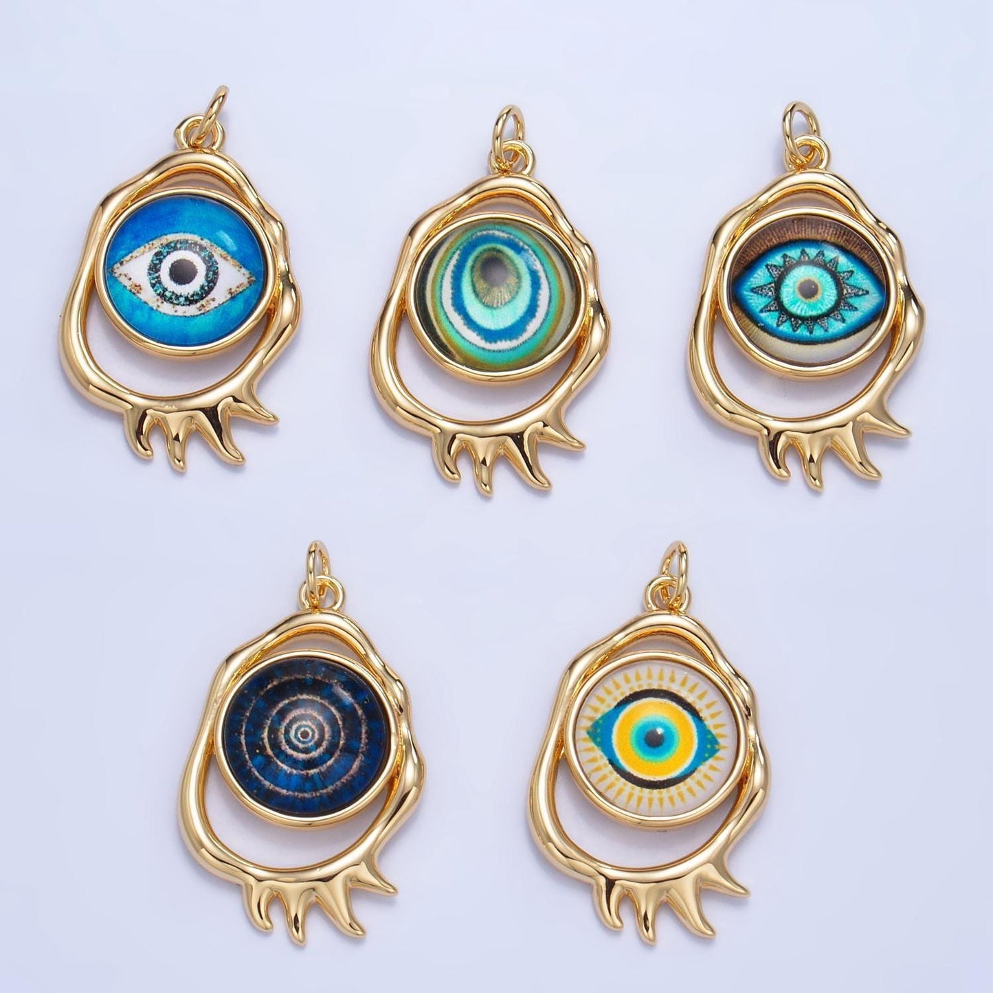 Molten open oval 24k gold filled evil eye charm | ag-910 - ag-912