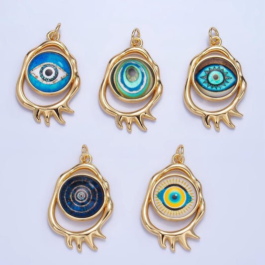 Molten open oval 24k gold filled evil eye charm | ag-910 - ag-912