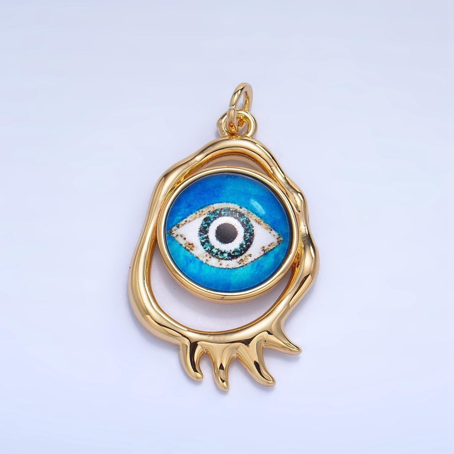 Molten open oval 24k gold filled evil eye charm | ag-910 - ag-912
