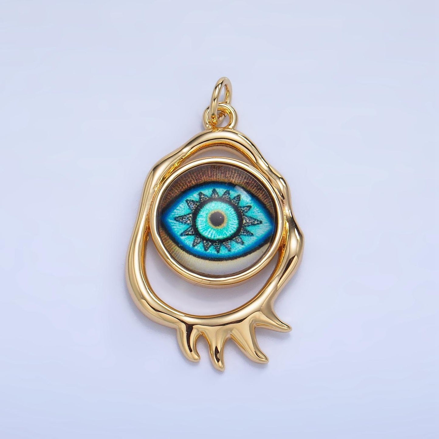 Molten open oval 24k gold filled evil eye charm | ag-910 - ag-912