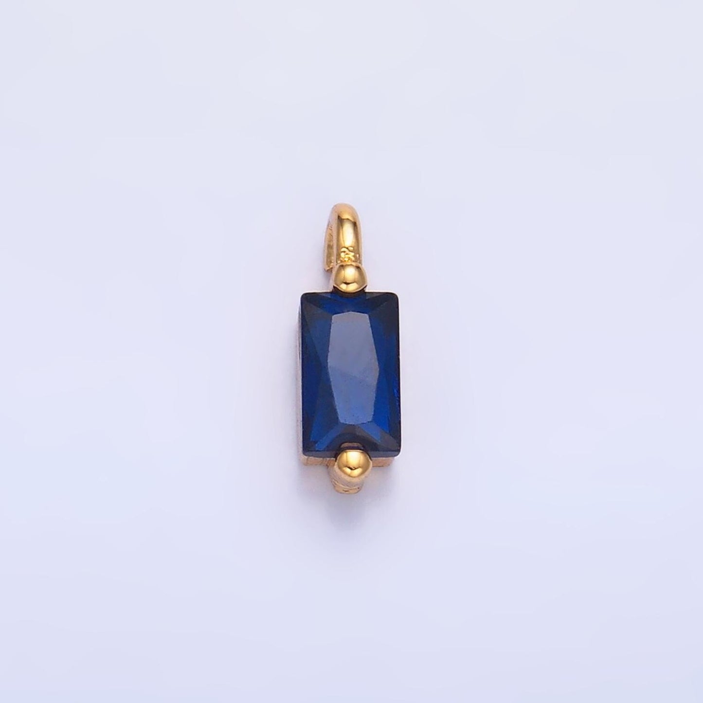 Mini Blue CZ emerald cut charm cz gold filled set with cubic zirconia accent for bracelet necklace earring jewelry making w216