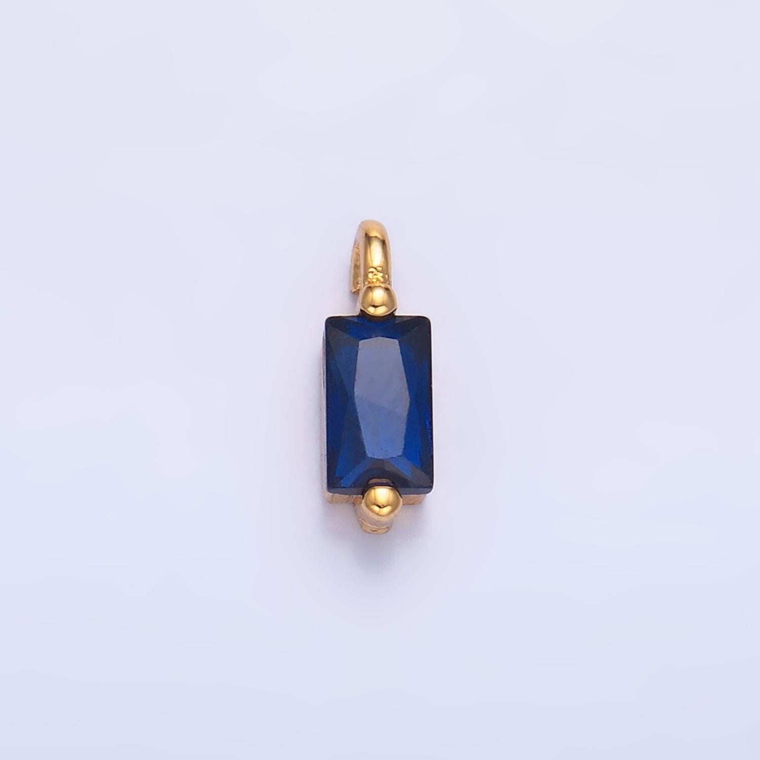 Mini Blue CZ emerald cut charm cz gold filled set with cubic zirconia accent for bracelet necklace earring jewelry making w216