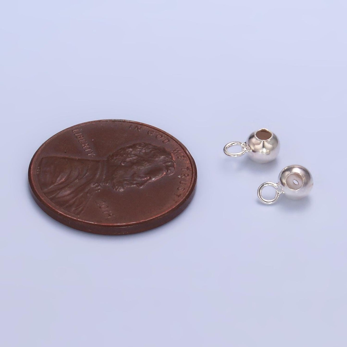S925 sterling silver round bead spacer with Hole for jewelry making supplies charm holder necklace component sl-577