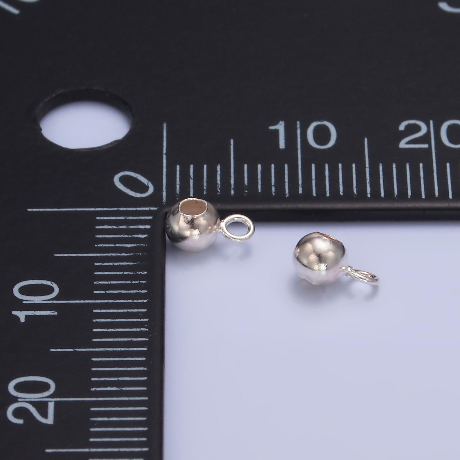 S925 sterling silver round bead spacer with Hole for jewelry making supplies charm holder necklace component sl-577