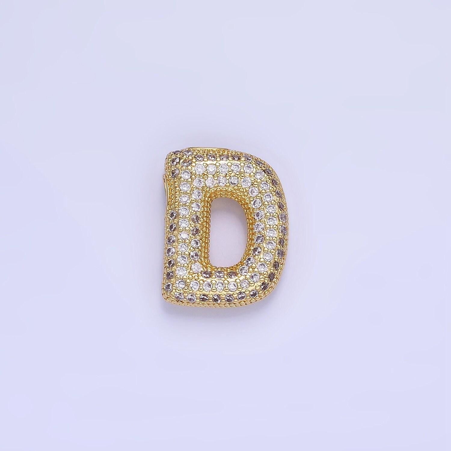 Balloon letter necklace pendant cz bubble micro pave initial pendant 3d gold letter necklace charm personalized jewelry a1015-a1027