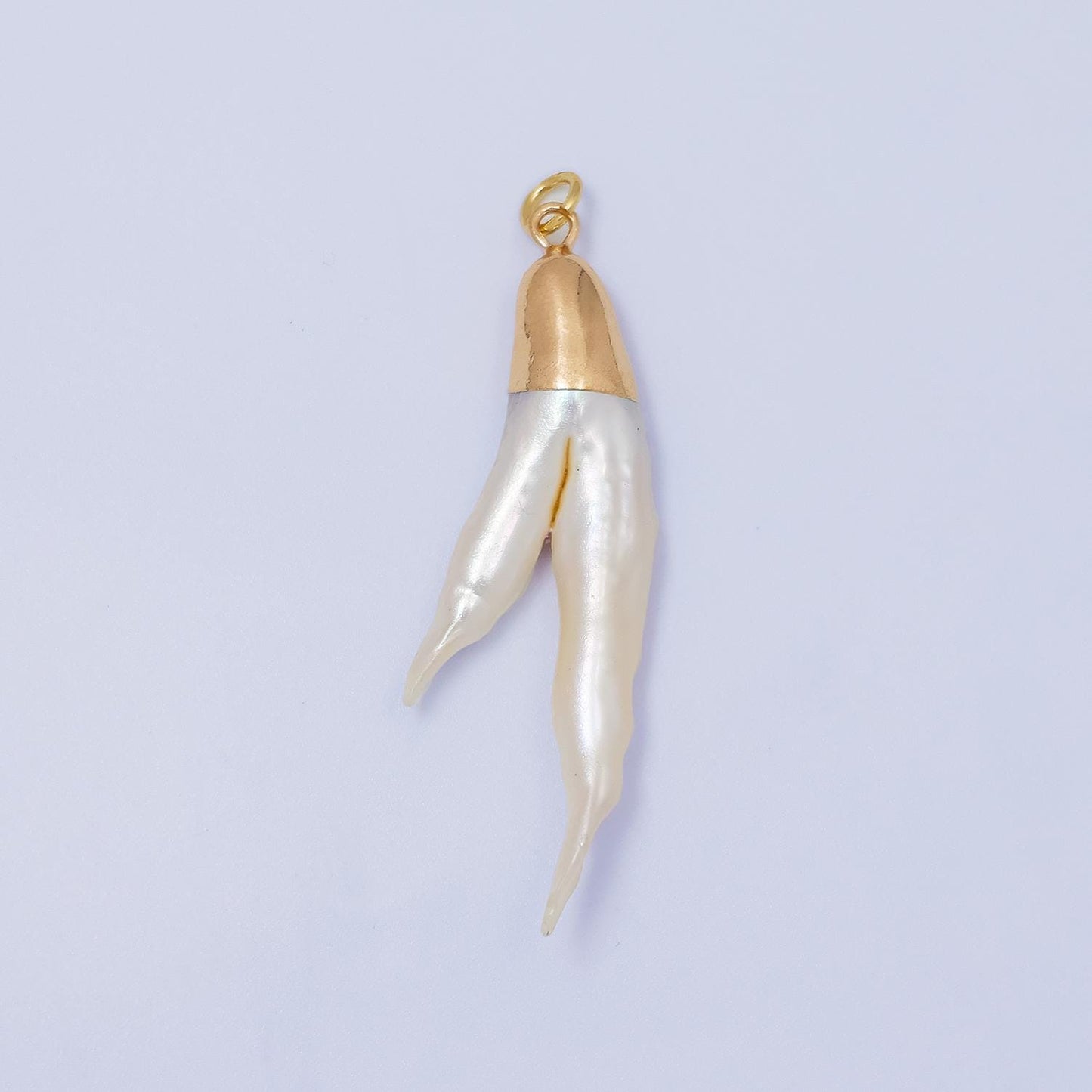 Biwa Natural Pearl Claw Pendant, Freeform Chicken Feet Pearl Charm, 2 branch freshwater pearls, gemstone beads, craft supplies P1941
