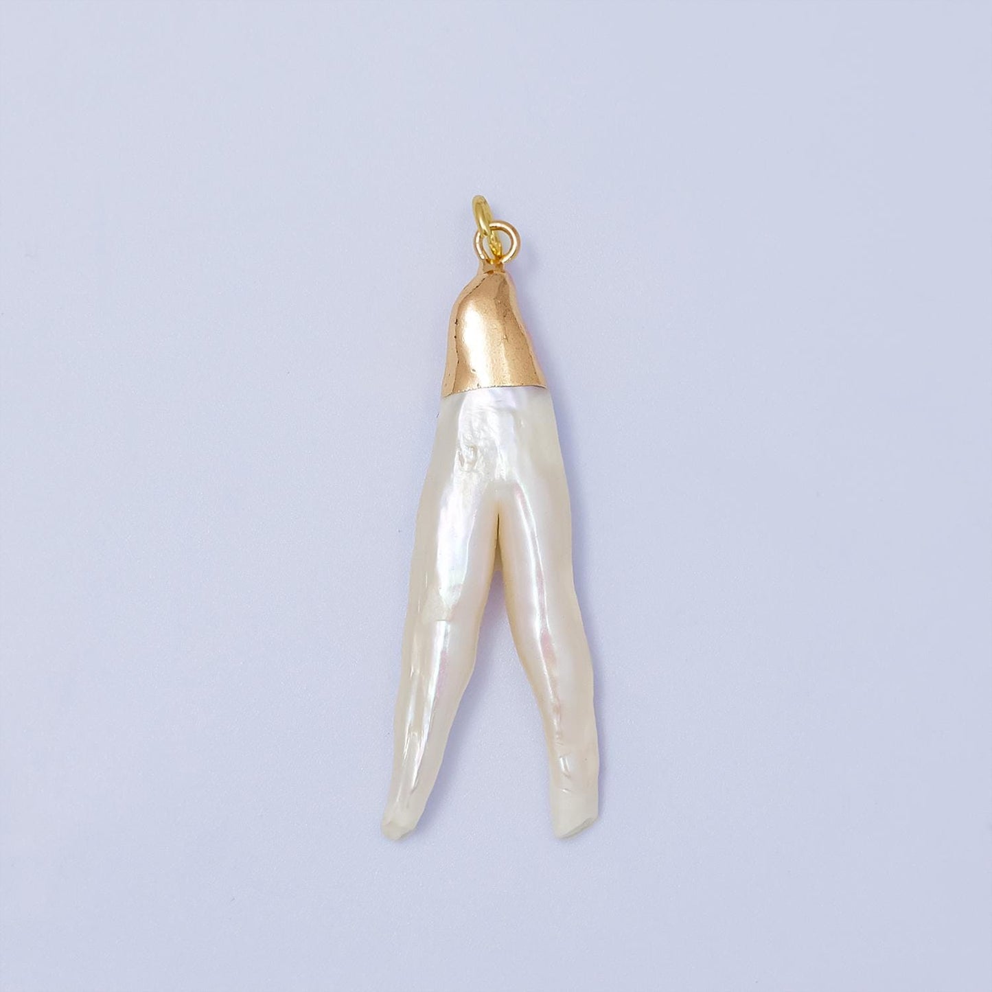 Biwa Natural Pearl Claw Pendant, Freeform Chicken Feet Pearl Charm, 2 branch freshwater pearls, gemstone beads, craft supplies P1941