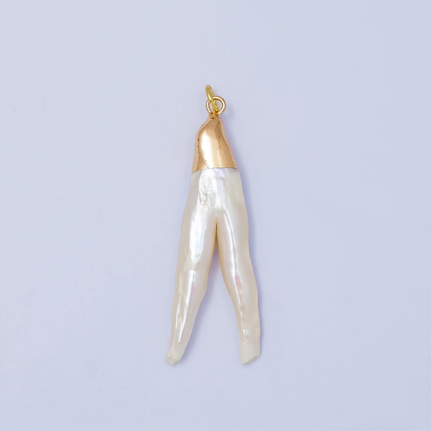Biwa Natural Pearl Claw Pendant, Freeform Chicken Feet Pearl Charm, 2 branch freshwater pearls, gemstone beads, craft supplies P1941