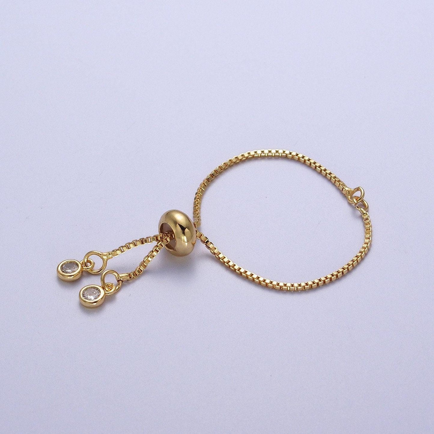 Short adjustable gold bracelet half semi finished with rubber stopper bolo bracelets tennis bracelet box chain wholesale k-124