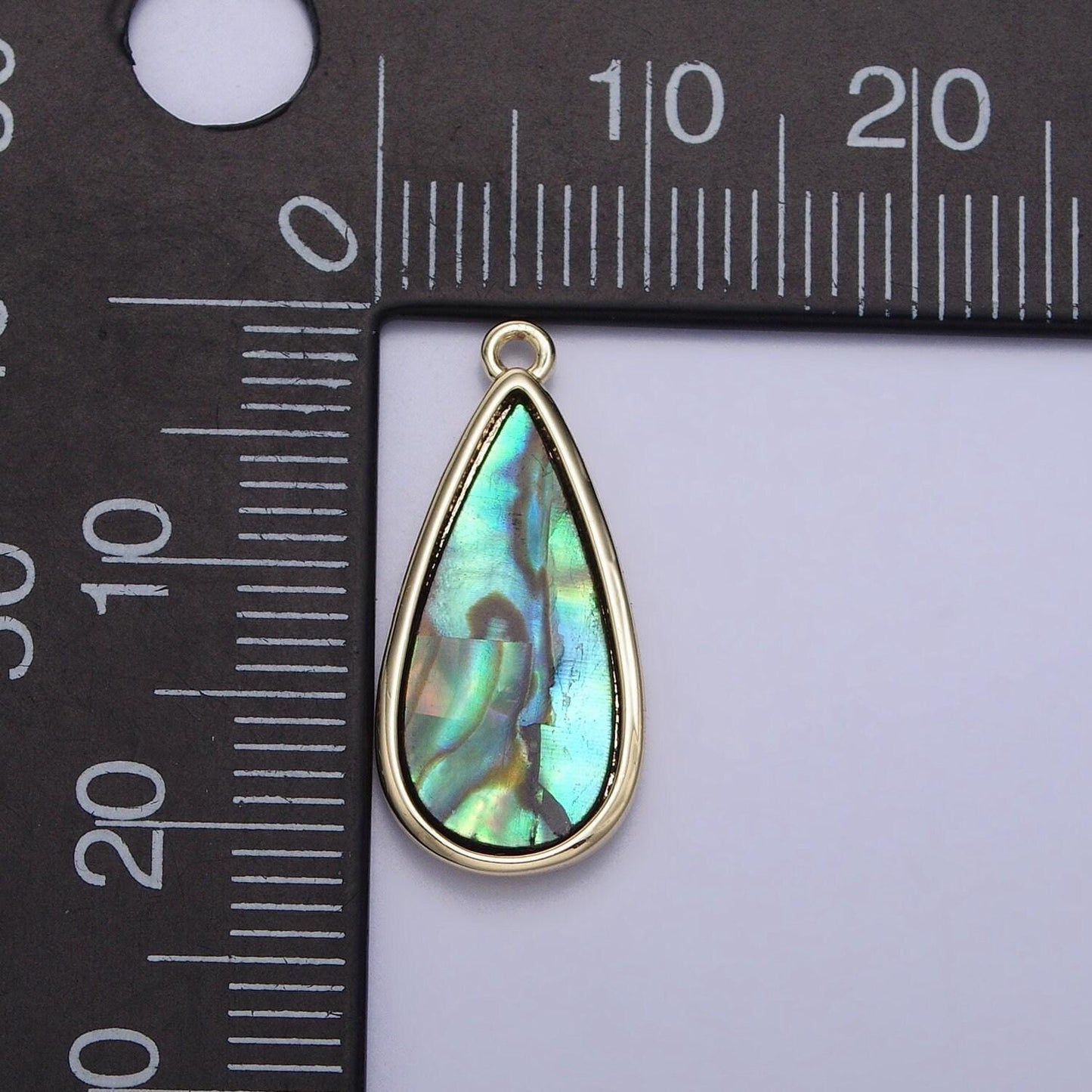 Dainty abalone tear drop bezel cut charm abalone shell pendant pear shaped pendant for diy handmade jewelry making supply ac1058