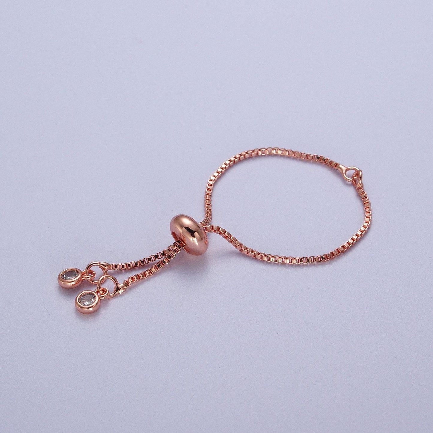 Short adjustable gold bracelet half semi finished with rubber stopper bolo bracelets tennis bracelet box chain wholesale k-124